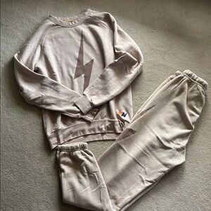 Aviator Nation matching set pants sweats and shirt sweatshirt XS/S mocha/sand